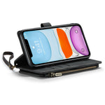 For iPhone 11 Phone Cases with Strap CASEME C30 Zipper Multiple Card Holder PU Leather Cover