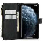 For iPhone 11 Phone Cases with Strap CASEME C30 Zipper Multiple Card Holder PU Leather Cover