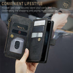 For iPhone 11 Phone Cases with Strap CASEME C30 Zipper Multiple Card Holder PU Leather Cover