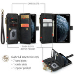 For iPhone 11 Phone Cases with Strap CASEME C30 Zipper Multiple Card Holder PU Leather Cover