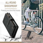 For iPhone 11 Phone Cases with Strap CASEME C30 Zipper Multiple Card Holder PU Leather Cover