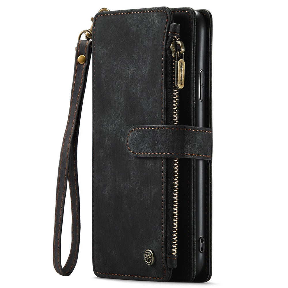 For iPhone 11 Pro Max Phone Cases with Strap CASEME C30 Zipper Multiple Card Holder PU Leather Cover