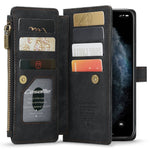 For iPhone 11 Pro Max Phone Cases with Strap CASEME C30 Zipper Multiple Card Holder PU Leather Cover