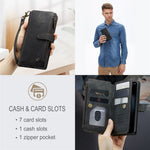 For iPhone 11 Pro Phone Cases with Strap CASEME C30 Zipper Multiple Card Holder PU Leather Cover