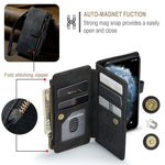 For iPhone 11 Pro Phone Cases with Strap CASEME C30 Zipper Multiple Card Holder PU Leather Cover