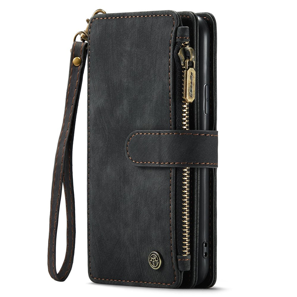For iPhone 11 Pro Phone Cases with Strap CASEME C30 Zipper Multiple Card Holder PU Leather Cover