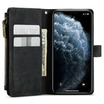 For iPhone 11 Pro Phone Cases with Strap CASEME C30 Zipper Multiple Card Holder PU Leather Cover