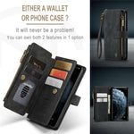 For iPhone 11 Pro Phone Cases with Strap CASEME C30 Zipper Multiple Card Holder PU Leather Cover