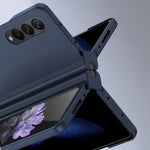 For Samsung Galaxy Z Fold4 5G Pen Slot Side Hinge Folding Phone Case Rubberized Hard PC Cover with Tempered Glass Screen Protector