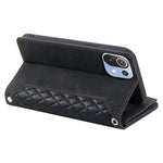 For Xiaomi 11 Lite 5G NE / Mi 11 Lite 4G / 5G Phone Case, 005 Style Dual-sided Magnetic Clasp Phone Leather Wallet Case Rhombus Texture Zipper Pocket Stand Cover with Strap