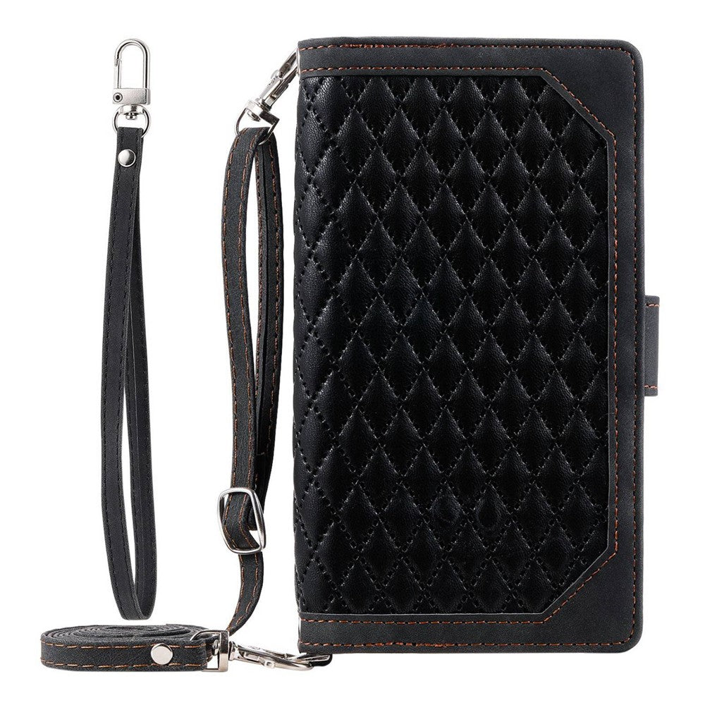 For Xiaomi Redmi Note 12 Pro 4G / Note 11 Pro 4G (MediaTek) / Note 11 Pro 5G (Qualcomm) Protective Phone Case, 005 Style Leather Rhombus Texture Stand Wallet Shell with Zipper Pocket