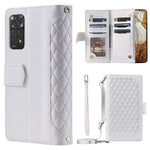 For Xiaomi Redmi Note 12 Pro 4G / Note 11 Pro 4G (MediaTek) / Note 11 Pro 5G (Qualcomm) Protective Phone Case, 005 Style Leather Rhombus Texture Stand Wallet Shell with Zipper Pocket