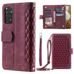 For Xiaomi Redmi Note 12 Pro 4G / Note 11 Pro 4G (MediaTek) / Note 11 Pro 5G (Qualcomm) Protective Phone Case, 005 Style Leather Rhombus Texture Stand Wallet Shell with Zipper Pocket