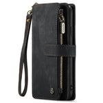 For iPhone XS Max Phone Cases with Strap CASEME C30 Zipper Multiple Card Holder PU Leather Cover