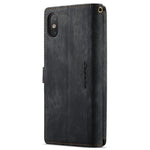 For iPhone XS Max Phone Cases with Strap CASEME C30 Zipper Multiple Card Holder PU Leather Cover