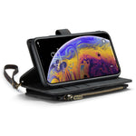 For iPhone XS Max Phone Cases with Strap CASEME C30 Zipper Multiple Card Holder PU Leather Cover