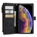 For iPhone XS Max Phone Cases with Strap CASEME C30 Zipper Multiple Card Holder PU Leather Cover