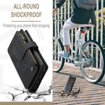 For iPhone XS Max Phone Cases with Strap CASEME C30 Zipper Multiple Card Holder PU Leather Cover