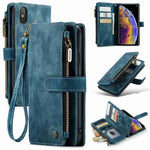 For iPhone XS Max Phone Cases with Strap CASEME C30 Zipper Multiple Card Holder PU Leather Cover