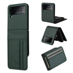 Til Samsung Galaxy Z Flip3 5G PU-læder telefoncover kulfibertekstur kortholder anti-fald foldbart coverbeskytter