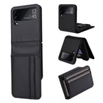 Til Samsung Galaxy Z Flip3 5G PU-læder telefoncover kulfibertekstur kortholder anti-fald foldbart coverbeskytter