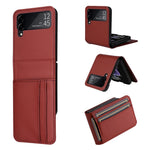 Til Samsung Galaxy Z Flip3 5G PU-læder telefoncover kulfibertekstur kortholder anti-fald foldbart coverbeskytter