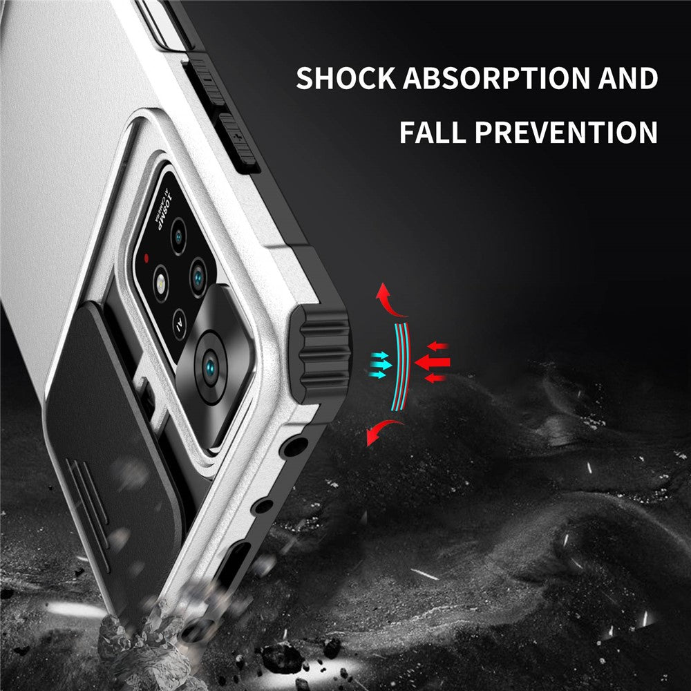For Xiaomi Redmi Note 11 Pro 5G (Qualcomm) / Note 11 Pro 4G (Mediatek) Kickstand PC + TPU Back Cover Slide Camera Phone Case