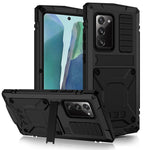 R-JUST For Samsung Galaxy Note20 4G / 5G Dust-proof Phone Case Metal + Silicone + PC Kickstand Anti-fall Anti-wear Cover with Tempered Glass Film