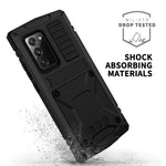 R-JUST For Samsung Galaxy Note20 4G / 5G Dust-proof Phone Case Metal + Silicone + PC Kickstand Anti-fall Anti-wear Cover with Tempered Glass Film