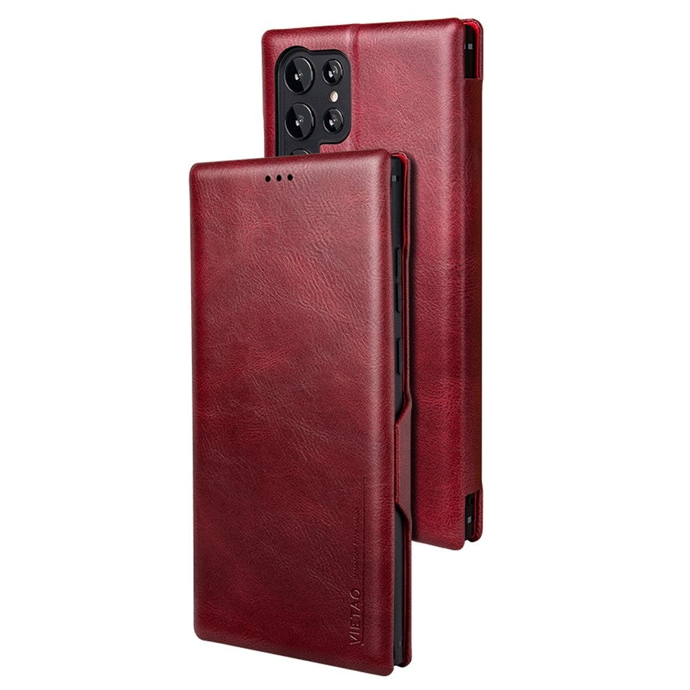 For Samsung Galaxy S22 Ultra 5G Card Holder PU Leather Cover Stand Folio Flip Protective Phone Case