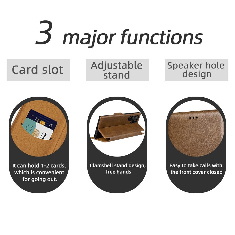 For Samsung Galaxy S22 Ultra 5G Card Holder PU Leather Cover Stand Folio Flip Protective Phone Case