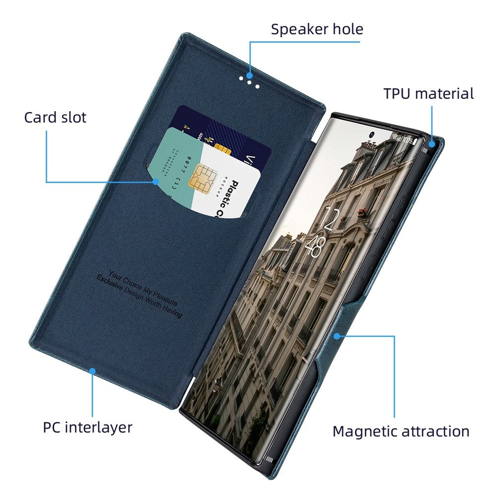 For Samsung Galaxy S22 Ultra 5G Card Holder PU Leather Cover Stand Folio Flip Protective Phone Case