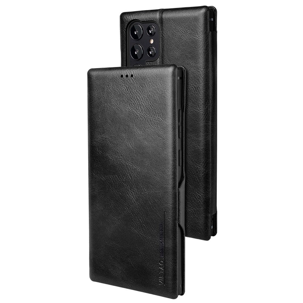 For Samsung Galaxy S22 Ultra 5G Card Holder PU Leather Cover Stand Folio Flip Protective Phone Case