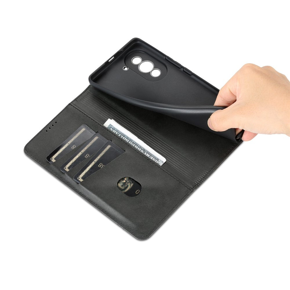 AZNS For Huawei nova 10 4G Shockproof Phone Flip Wallet Case Magnetic Auto Closing PU Leather Viewing Stand Protective Cover- Black