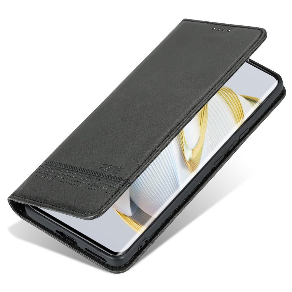 AZNS For Huawei nova 10 4G Shockproof Phone Flip Wallet Case Magnetic Auto Closing PU Leather Viewing Stand Protective Cover- Black