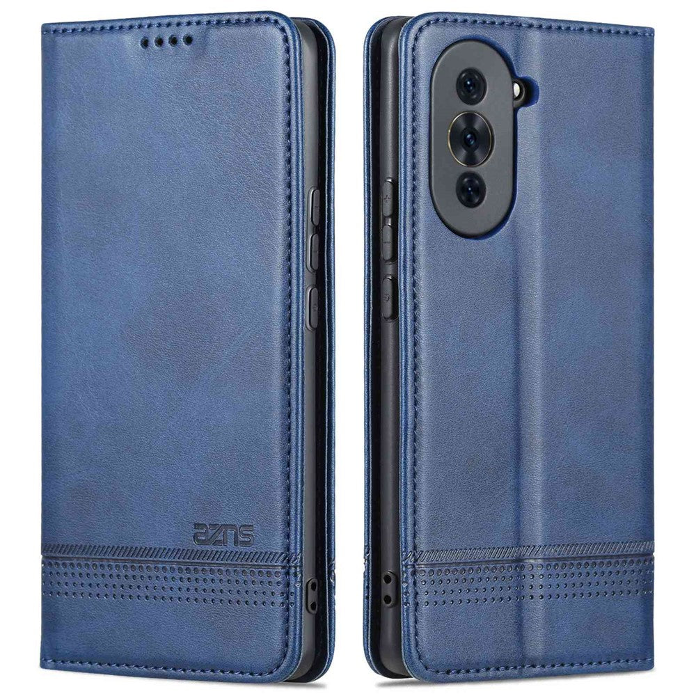 AZNS For Huawei nova 10 4G Shockproof Phone Flip Wallet Case Magnetic Auto Closing PU Leather Viewing Stand Protective Cover- Black