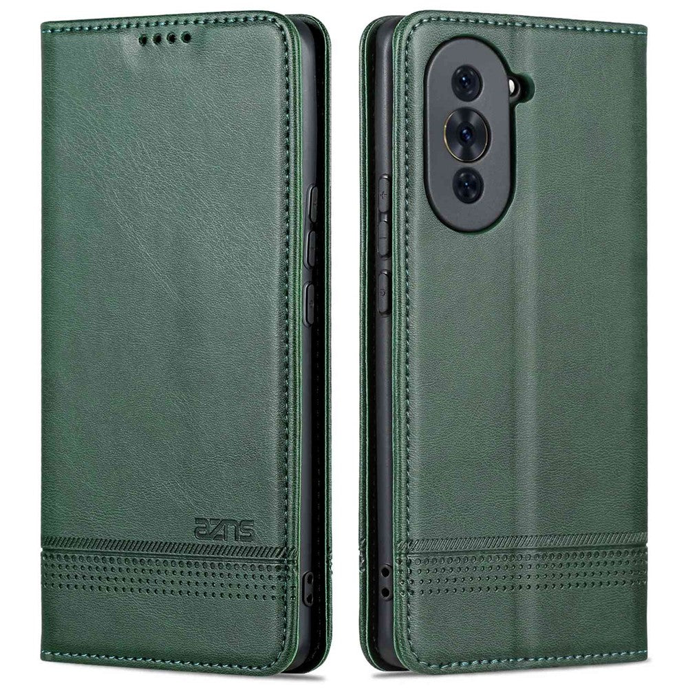 AZNS For Huawei nova 10 4G Shockproof Phone Flip Wallet Case Magnetic Auto Closing PU Leather Viewing Stand Protective Cover- Black