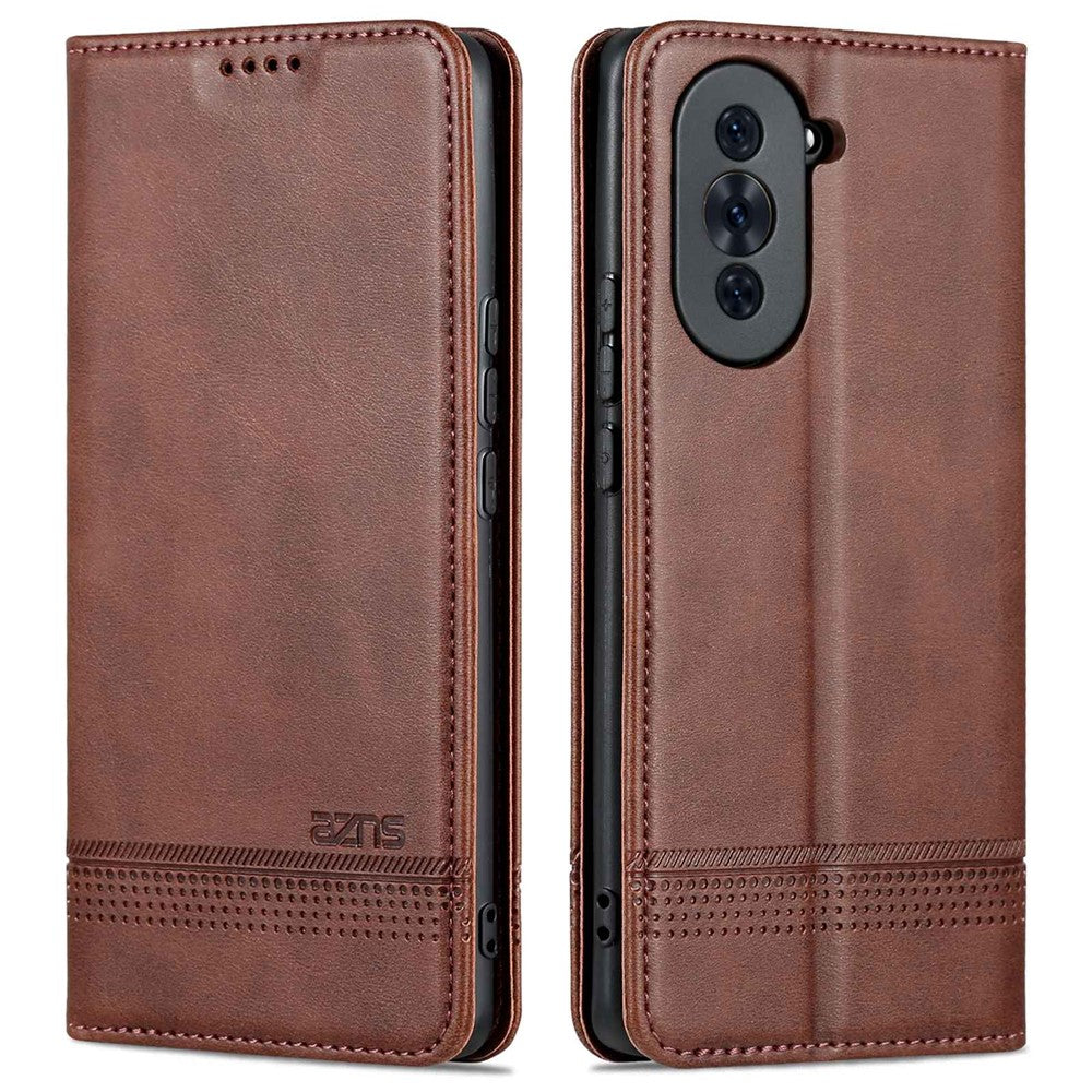 AZNS For Huawei nova 10 4G Shockproof Phone Flip Wallet Case Magnetic Auto Closing PU Leather Viewing Stand Protective Cover- Black