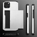 Slide Card Holder Phone Case for iPhone 14 6.1 inch, Drop-proof Protection TPU + PC Hybrid Cover