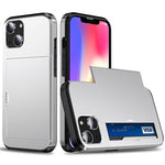 Slide Card Holder Phone Case for iPhone 14 6.1 inch, Drop-proof Protection TPU + PC Hybrid Cover