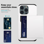 For iPhone 14 Pro Max 6.7 inch TPU + PC Hybrid Case Shockproof Phone Cover with Slide Card Holder