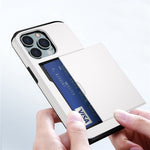 For iPhone 14 Pro Max 6.7 inch TPU + PC Hybrid Case Shockproof Phone Cover with Slide Card Holder