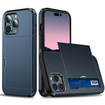 For iPhone 14 Pro Max 6.7 inch TPU + PC Hybrid Case Shockproof Phone Cover with Slide Card Holder