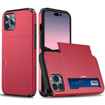 For iPhone 14 Pro Max 6.7 inch TPU + PC Hybrid Case Shockproof Phone Cover with Slide Card Holder