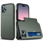 For iPhone 14 Pro Max 6.7 inch TPU + PC Hybrid Case Shockproof Phone Cover with Slide Card Holder