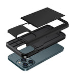 For iPhone 14 Pro 6.1 inch Anti-scratch Phone Case Card Holder Soft TPU + Hard PC Hybrid Cover