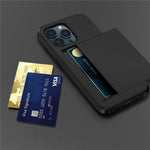 For iPhone 14 Pro 6.1 inch Anti-scratch Phone Case Card Holder Soft TPU + Hard PC Hybrid Cover