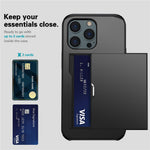 For iPhone 14 Pro 6.1 inch Anti-scratch Phone Case Card Holder Soft TPU + Hard PC Hybrid Cover