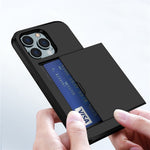 For iPhone 14 Pro 6.1 inch Anti-scratch Phone Case Card Holder Soft TPU + Hard PC Hybrid Cover