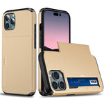For iPhone 14 Pro 6.1 inch Anti-scratch Phone Case Card Holder Soft TPU + Hard PC Hybrid Cover